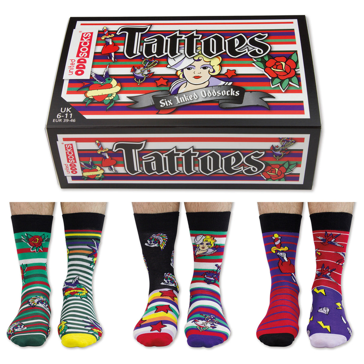 Oddsocks Tattoes Socken im 6er Set