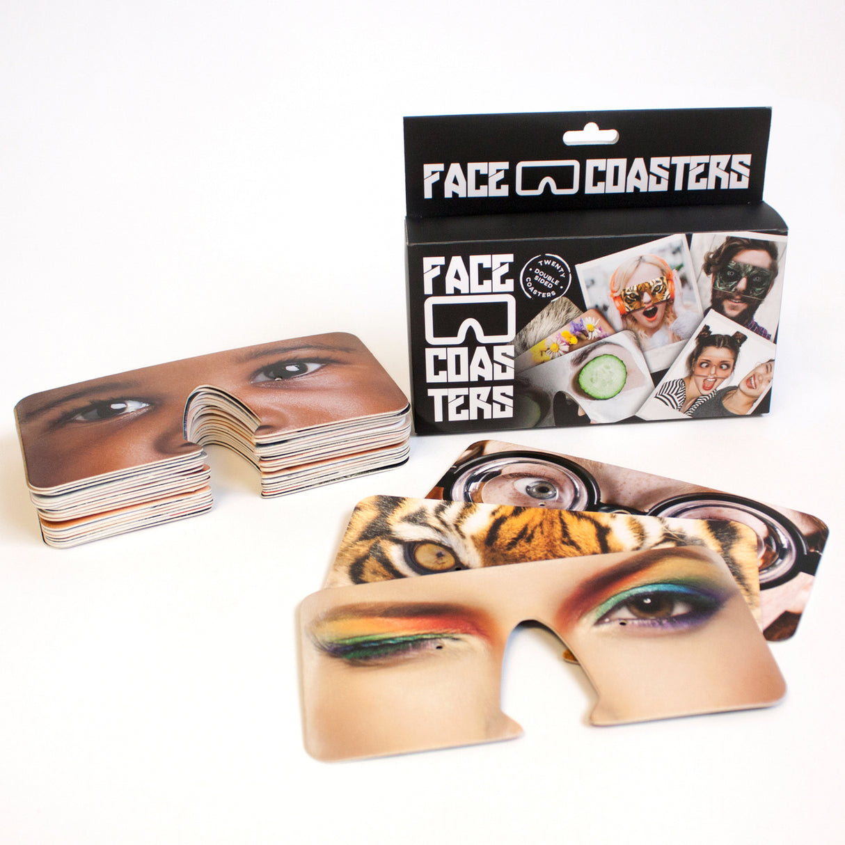 Face Coaster Bierdeckel mit insgesamt 40 Motiven
