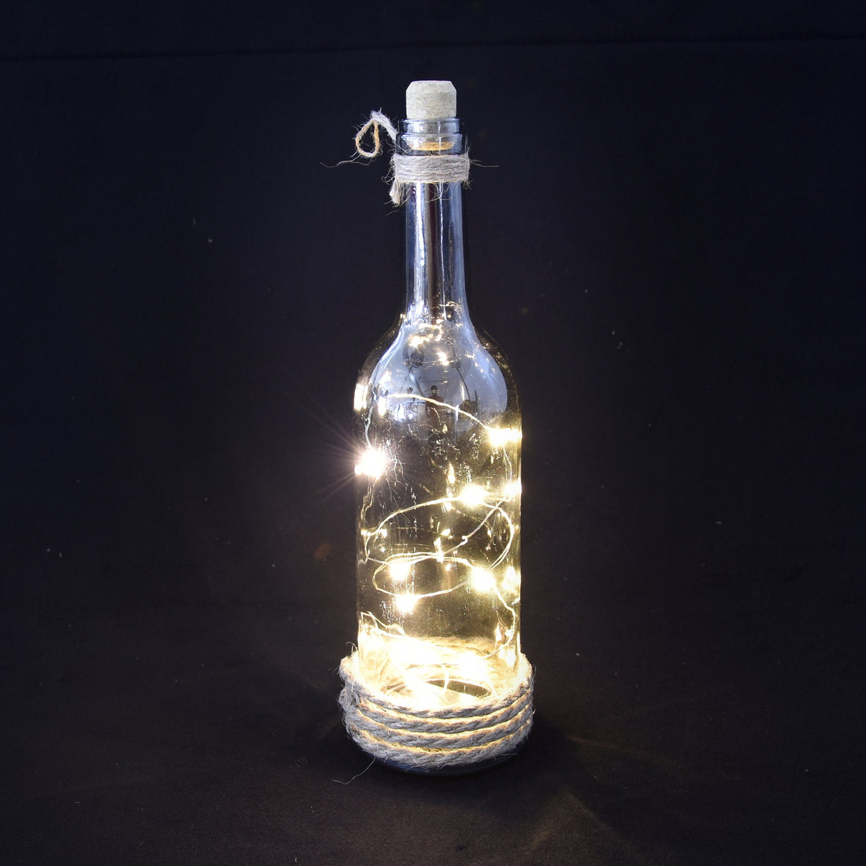 Glasflasche Dekolampe mit 10 LEDs