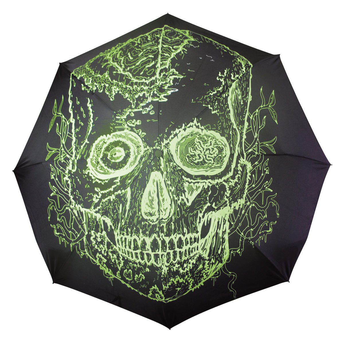 Totenkopf Regenschirm mit Glow in the Dark Effekt