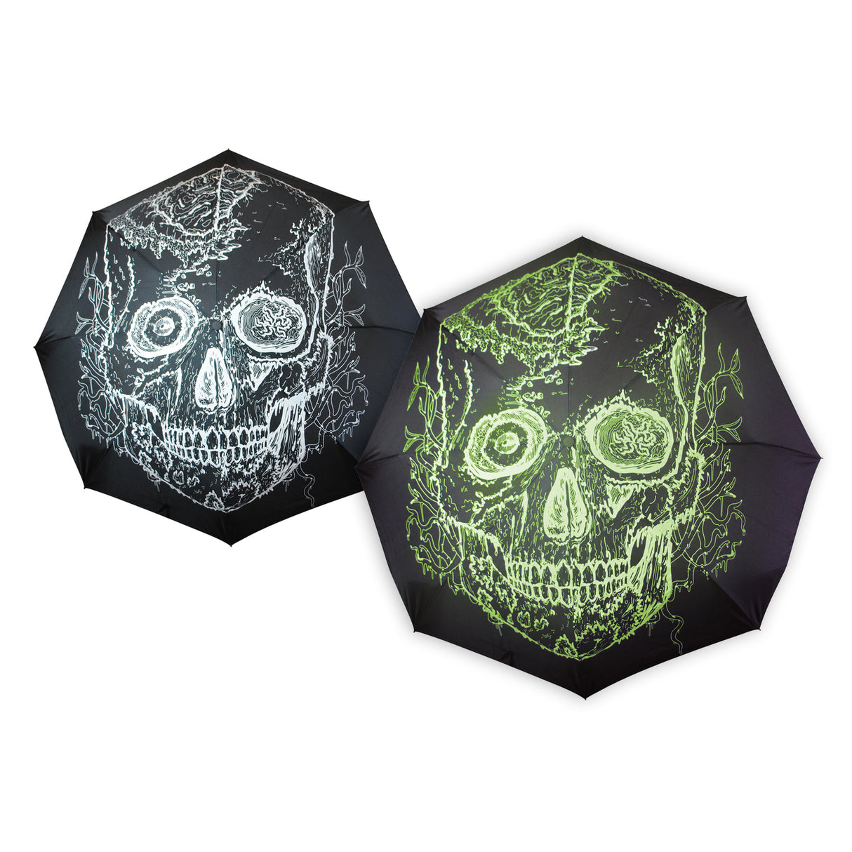 Totenkopf Regenschirm mit Glow in the Dark Effekt