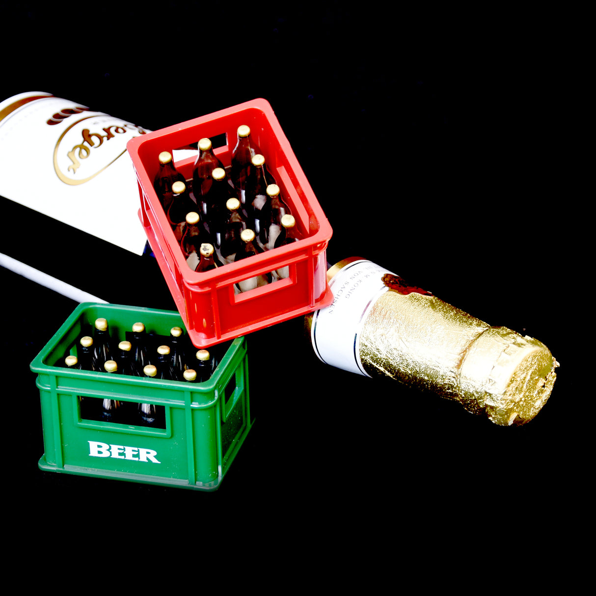 Bierkiste Flaschenöffner mit Magnet in rot
