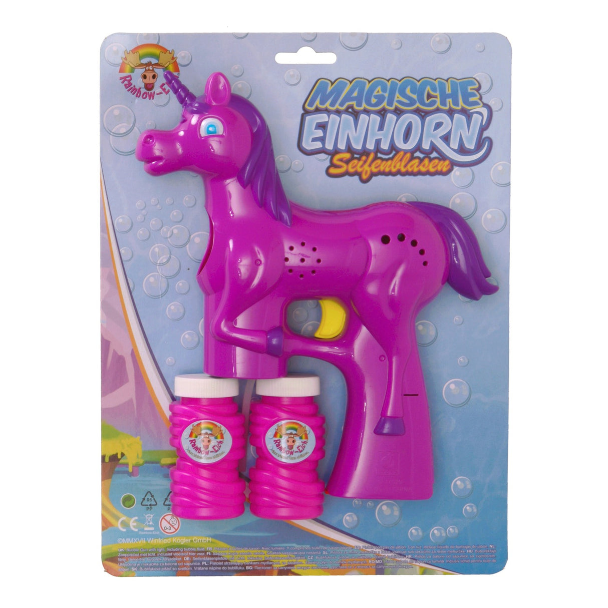 Einhorn Seifenblasenpistole mit Licht in pink