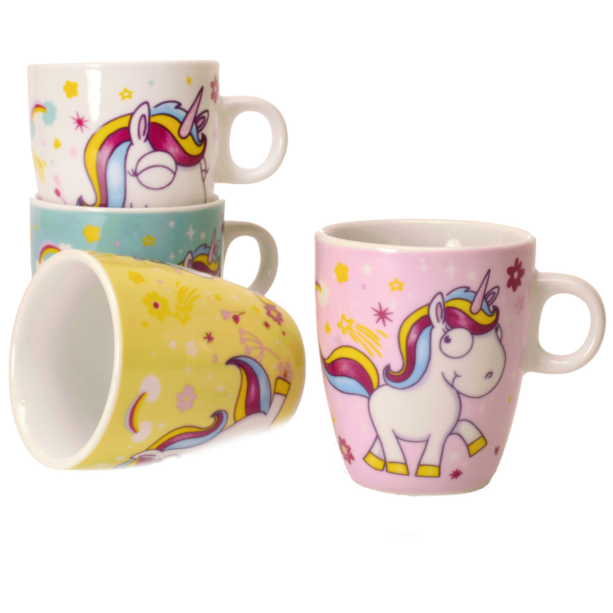 Comic-Einhorn Kaffeebecher in weiß