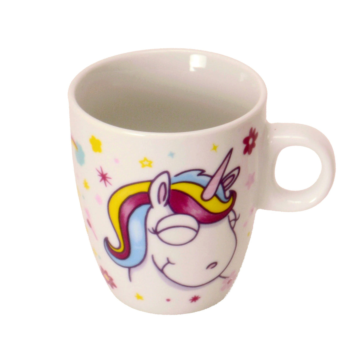 Comic-Einhorn Kaffeebecher in weiß