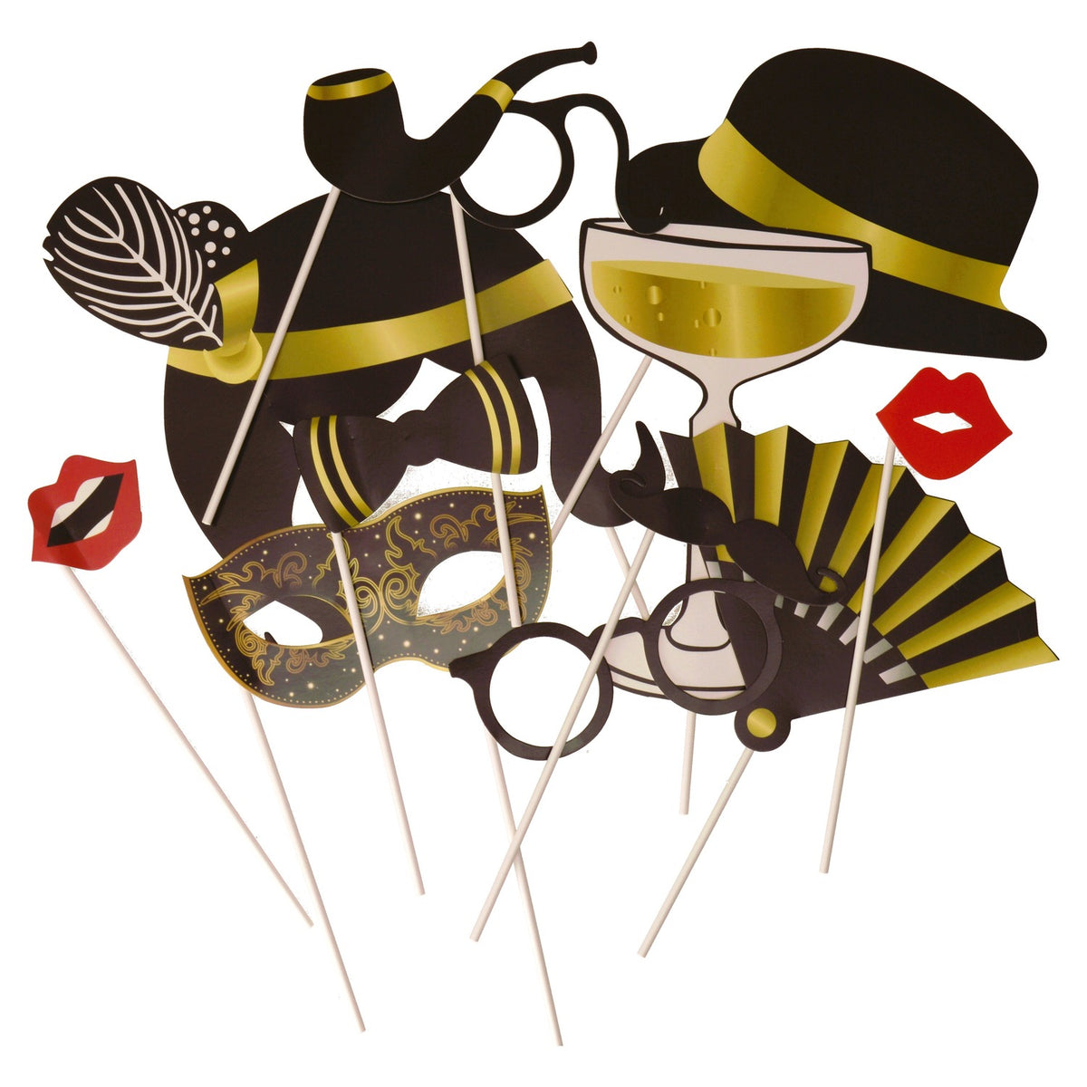 Silvester Photo Booth Set: 12 Accessoires für lustige Fotos - Jetzt kaufen!