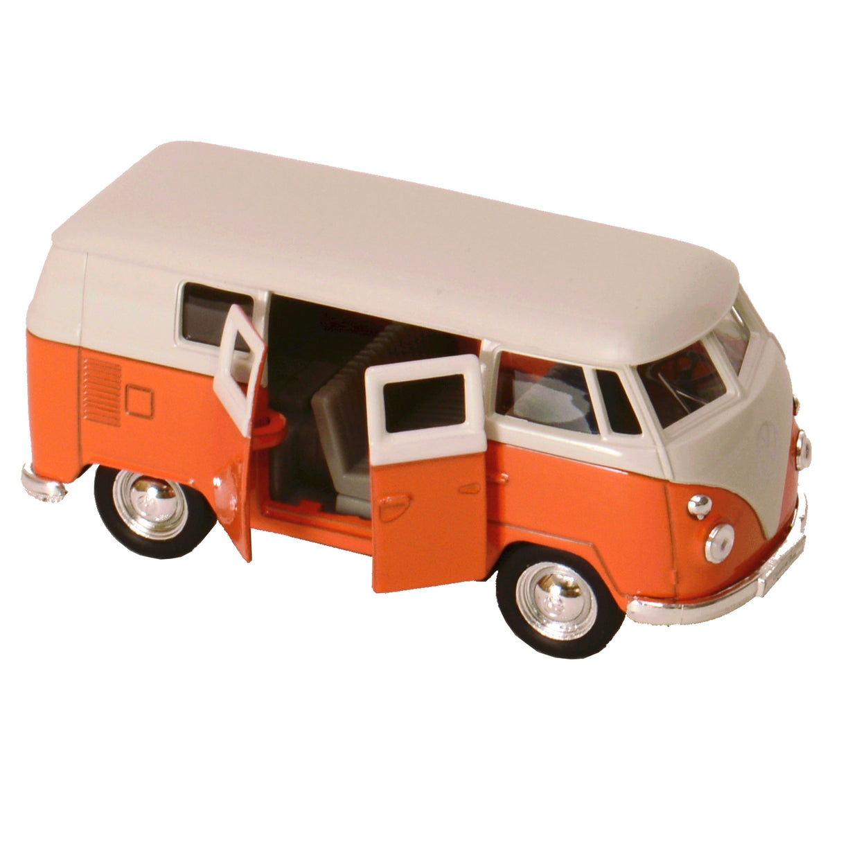 Volkswagen VW T1 Bus Modellauto mit Rückziehmotor in orange