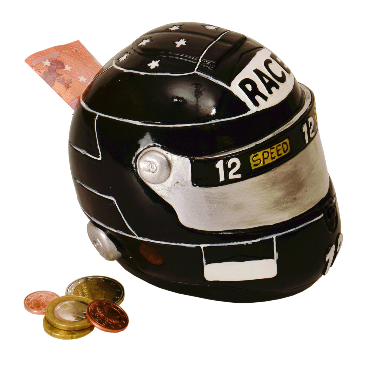 Motorradhelm Spardose in schwarz