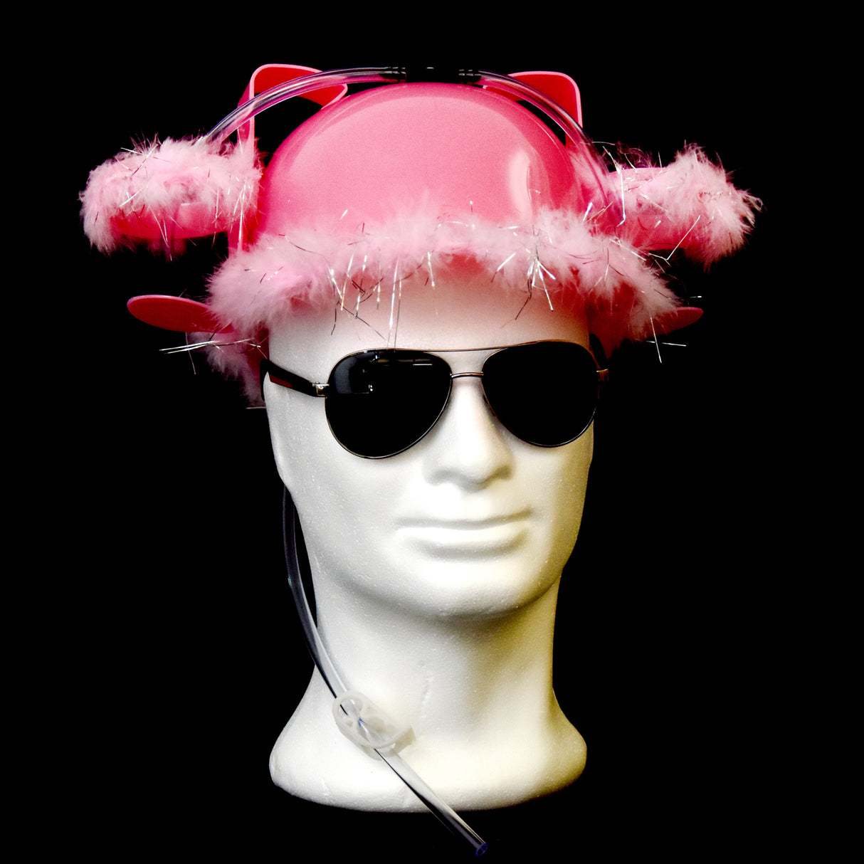Girly Trinkhelm mit pinken Federn
