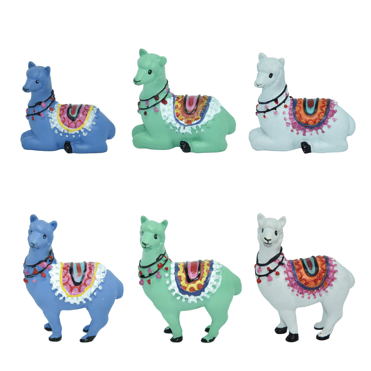 Lama Dekofigur in blau liegend