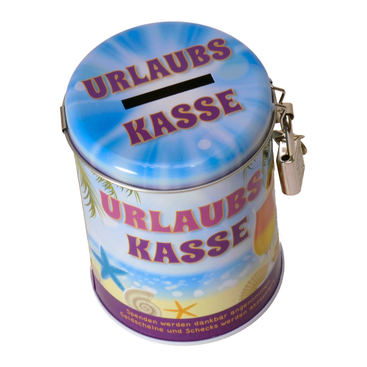 Urlaub Spardose mit Schloss und Schlüssel