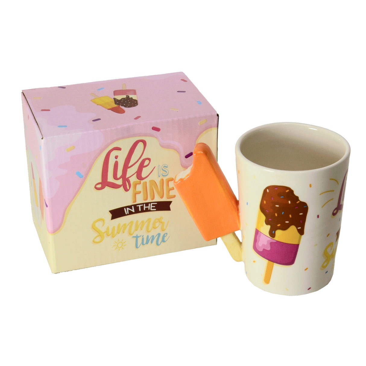 Eis am Stiel mit Biss Kaffeebecher mit Eis als Griff