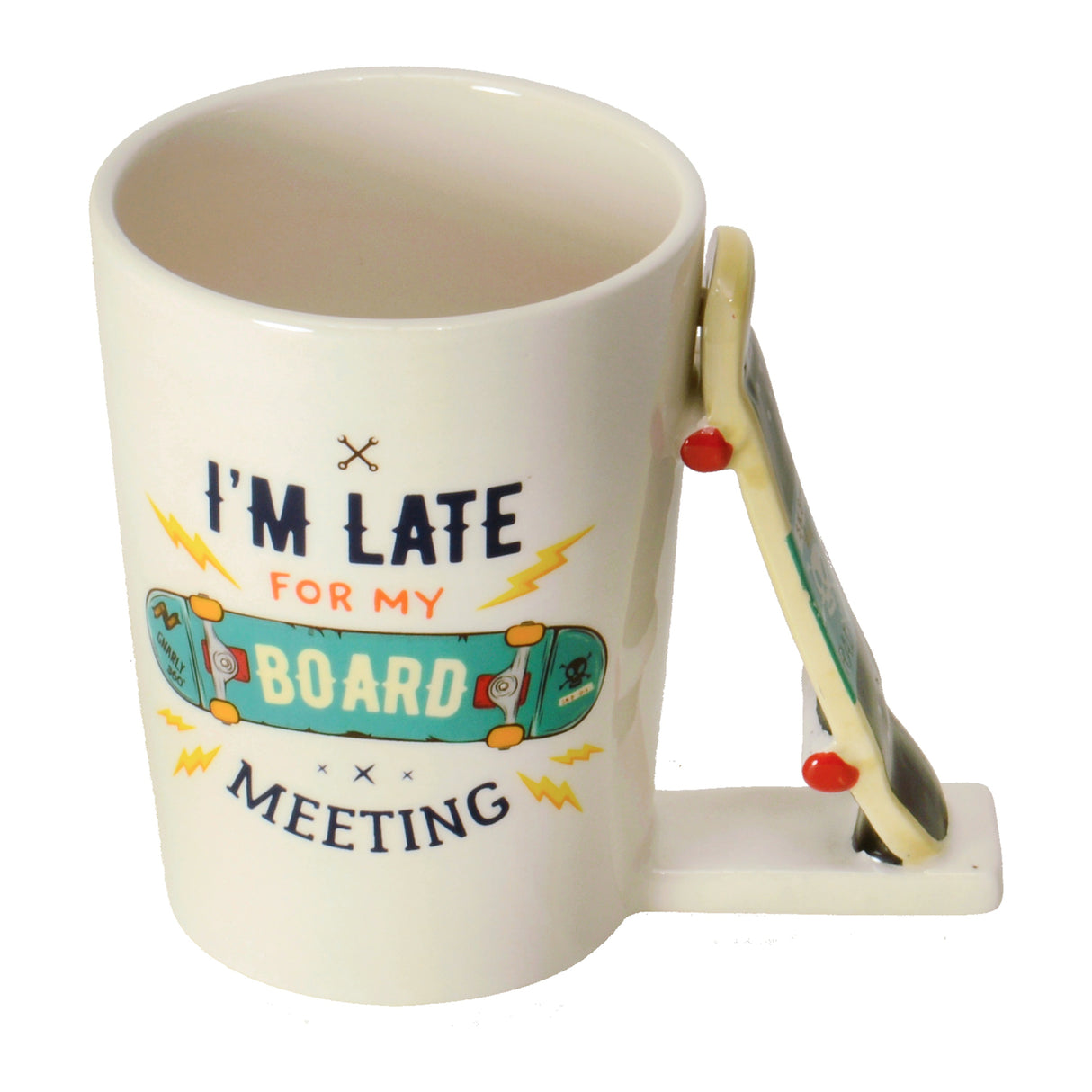 Board Meeting Kaffeebecher mit Skateboard als Griff