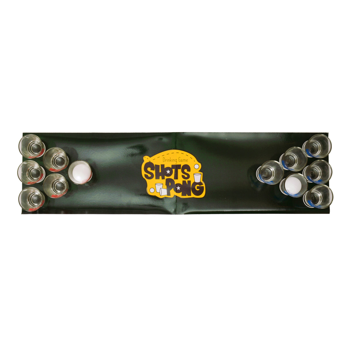 Shots Pong Trinkspiel mit 12 Gläsern, 2 Bällen und Spielfeld