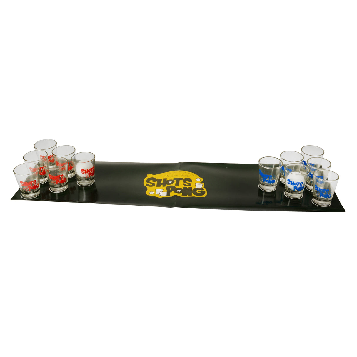 Shots Pong Trinkspiel mit 12 Gläsern, 2 Bällen und Spielfeld