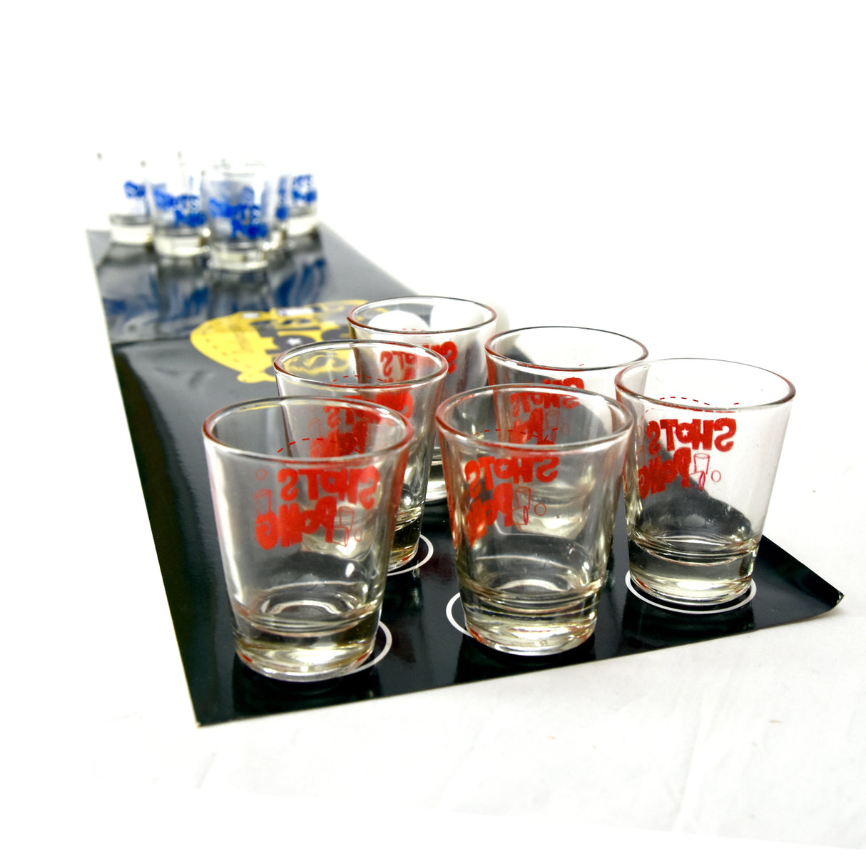 Shots Pong Trinkspiel mit 12 Gläsern, 2 Bällen und Spielfeld