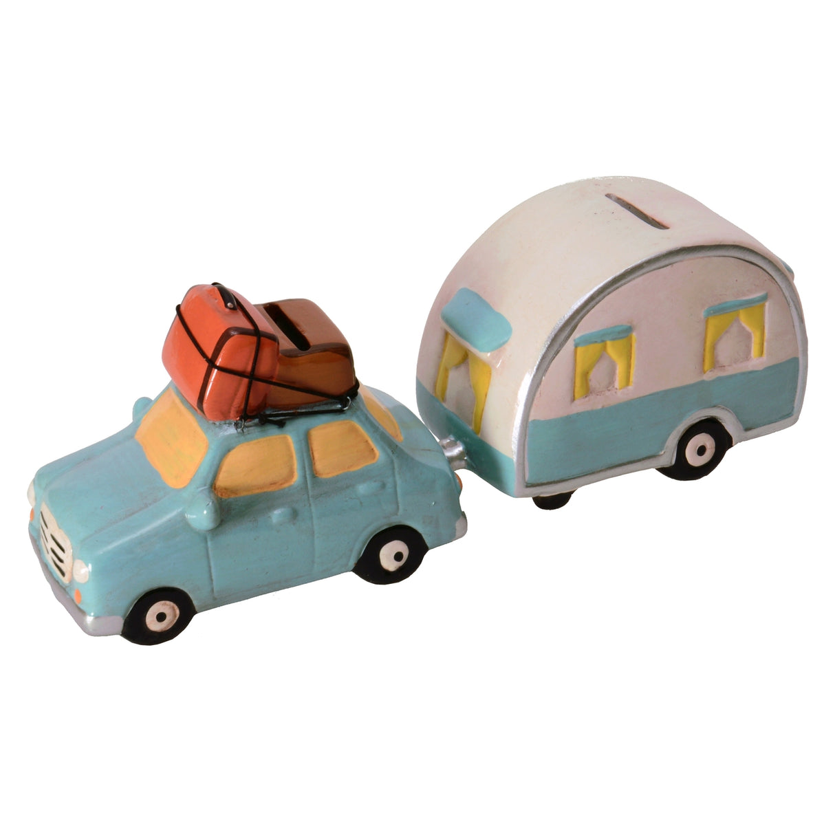 Auto mit Wohnwagen Spardosen im 2er Set