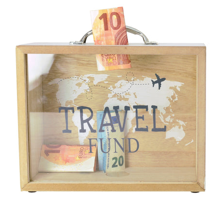 Travel Fund Spardose aus Holz