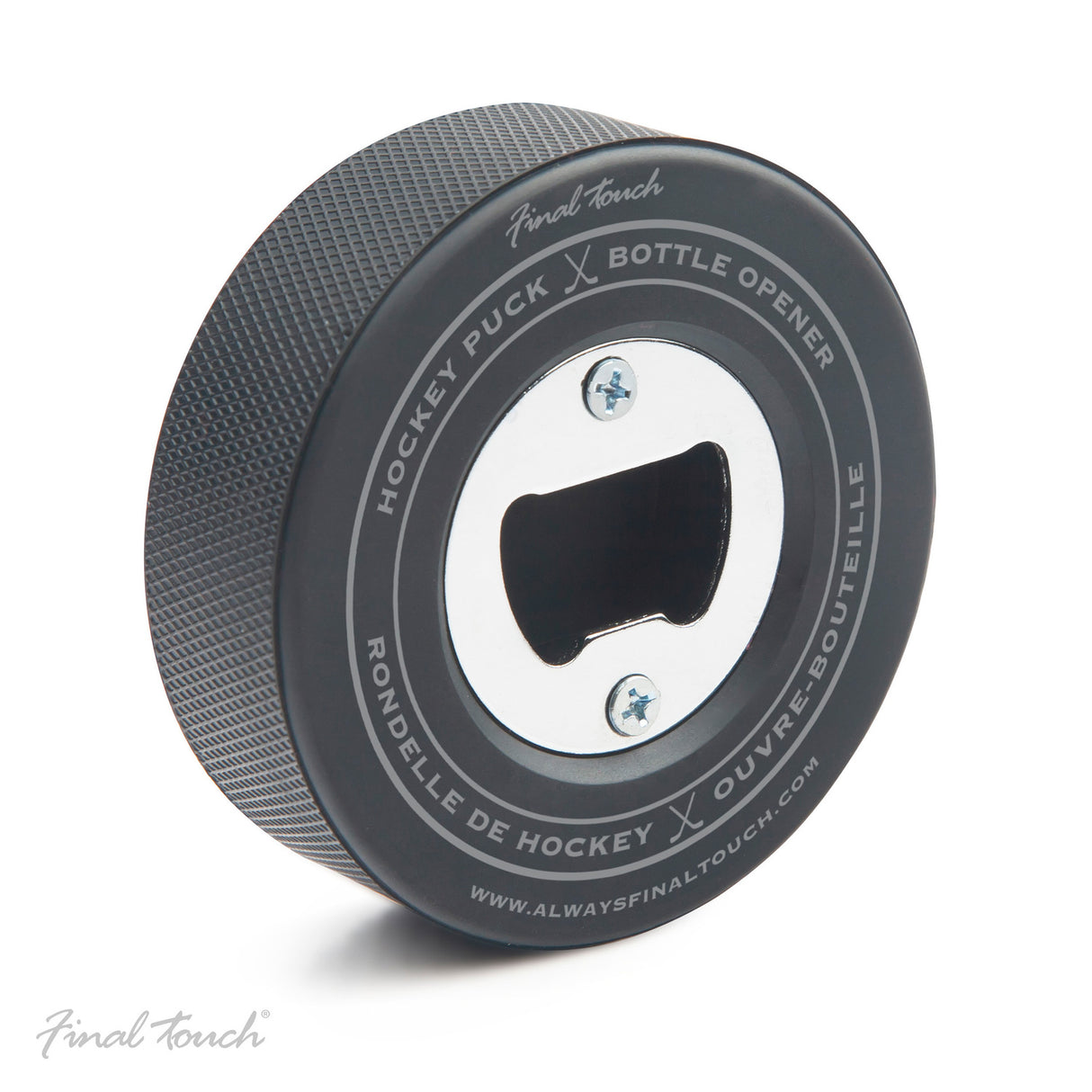 Eishockey Puck Flaschenöffner aus einem echten Puck