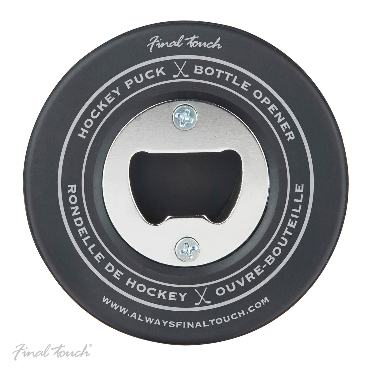 Eishockey Puck Flaschenöffner aus einem echten Puck