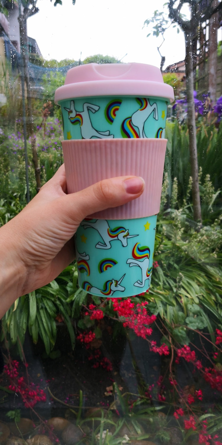 Thermobecher magisches Einhorn mit abnehmbarem Griff aus Silikon