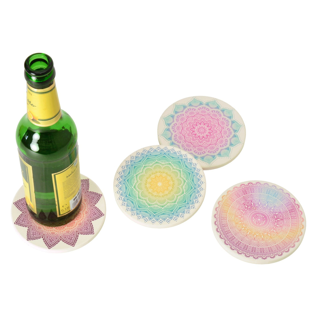 Mandala Variante C Untersetzer aus Keramik mit Korkboden