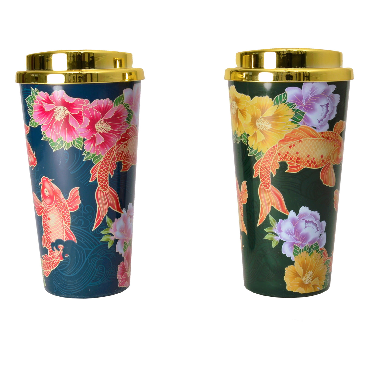 Koi Thermobecher mit Blumen in pink und rosa