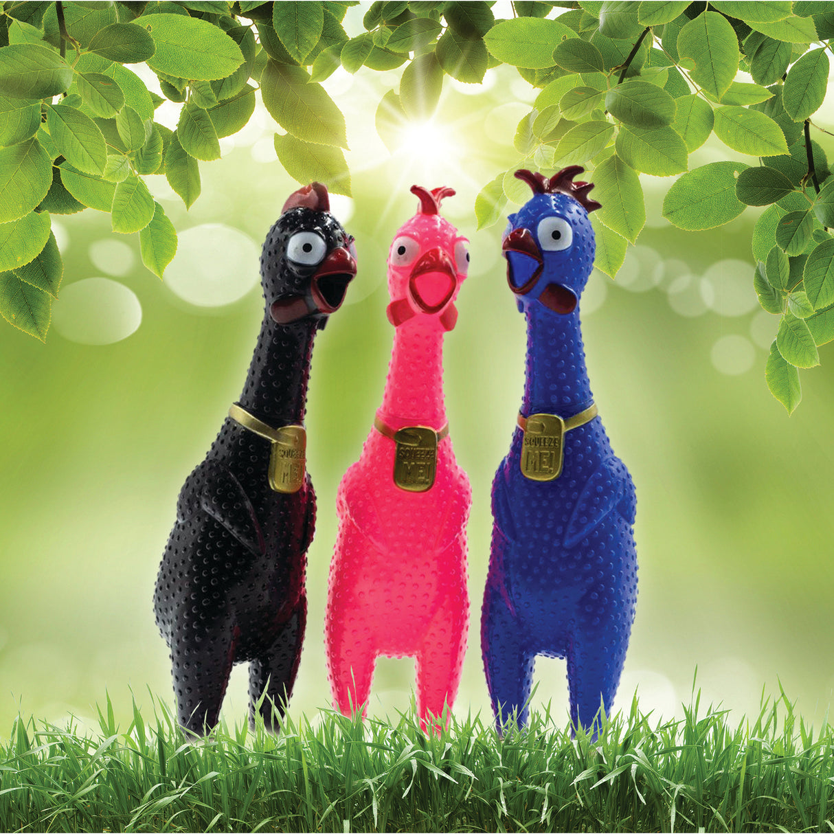 Gummihuhn Stressball mit lustigem Sound in schwarz