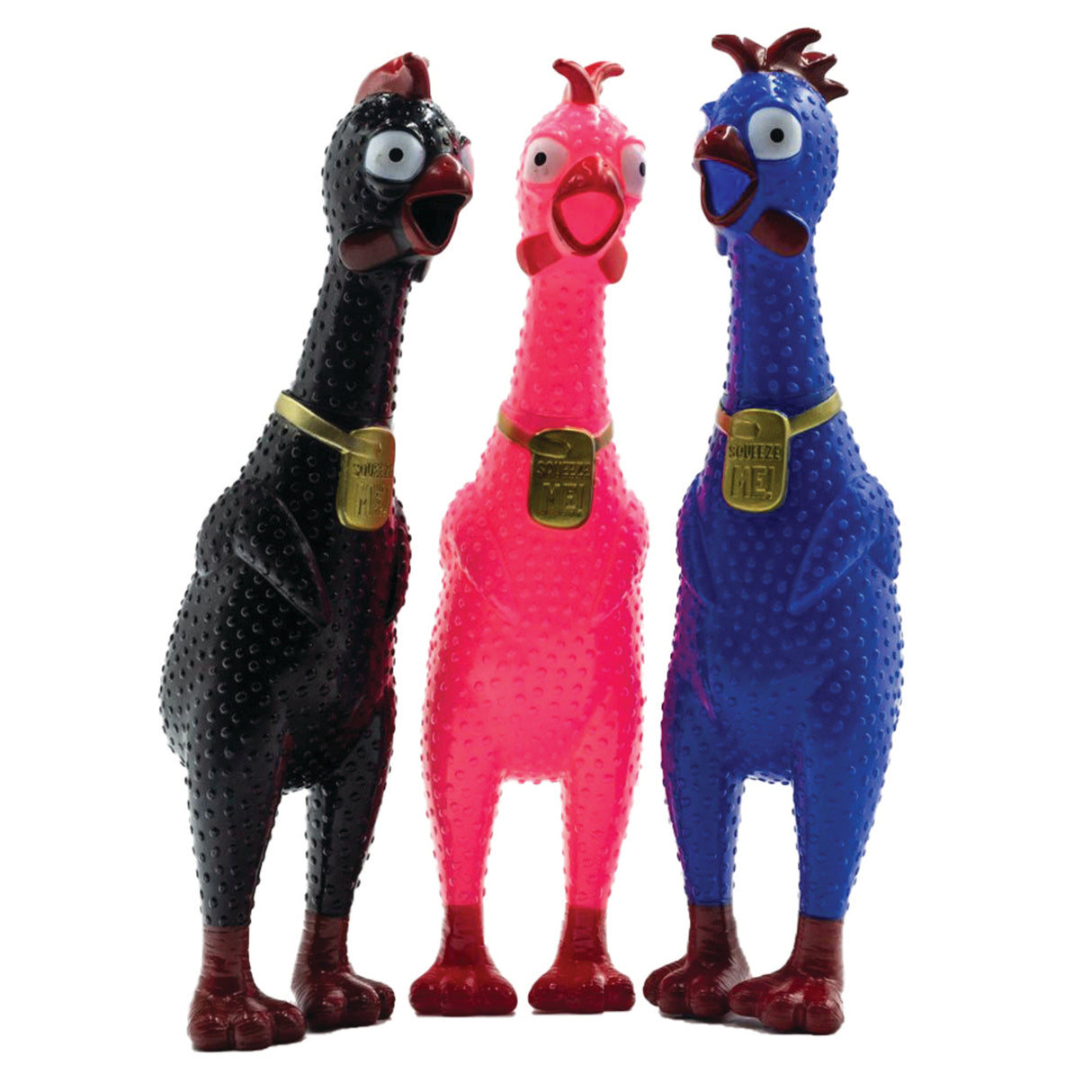 Gummihuhn Stressball mit lustigem Sound in schwarz