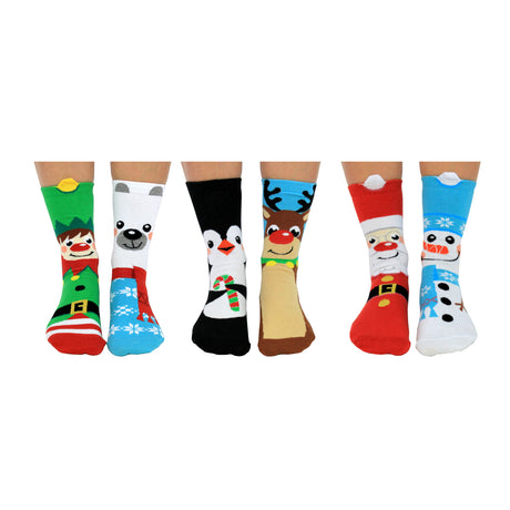 Santas Squad Weihnachten Oddsocks Socken für Kinder in 30,5-38,5 im 6er Set