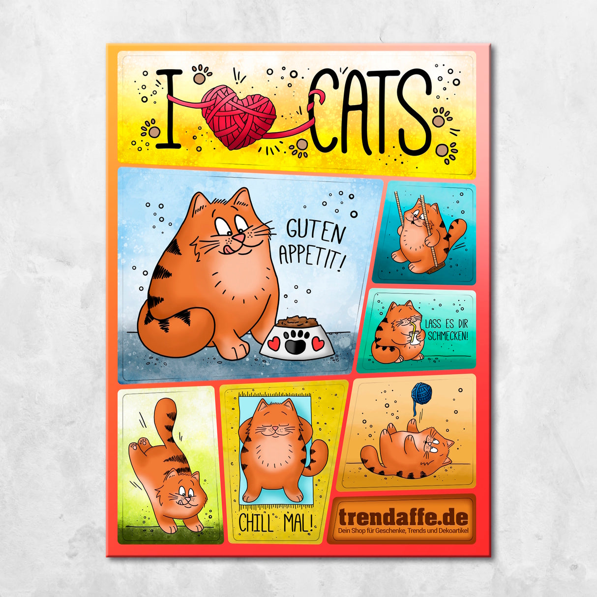 I love cats - Ich liebe Katzen Kühlschrankmagnete im 7er Set