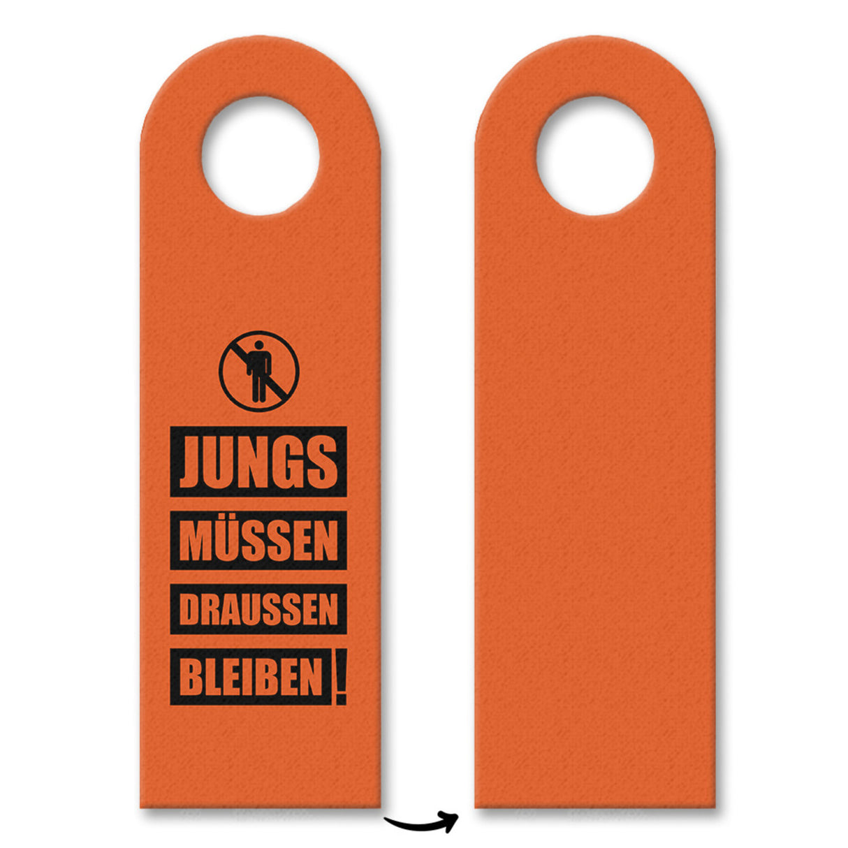 Kinderzimmer Türhänger in Orange mit Spruch: Jungs müssen draussen bleiben