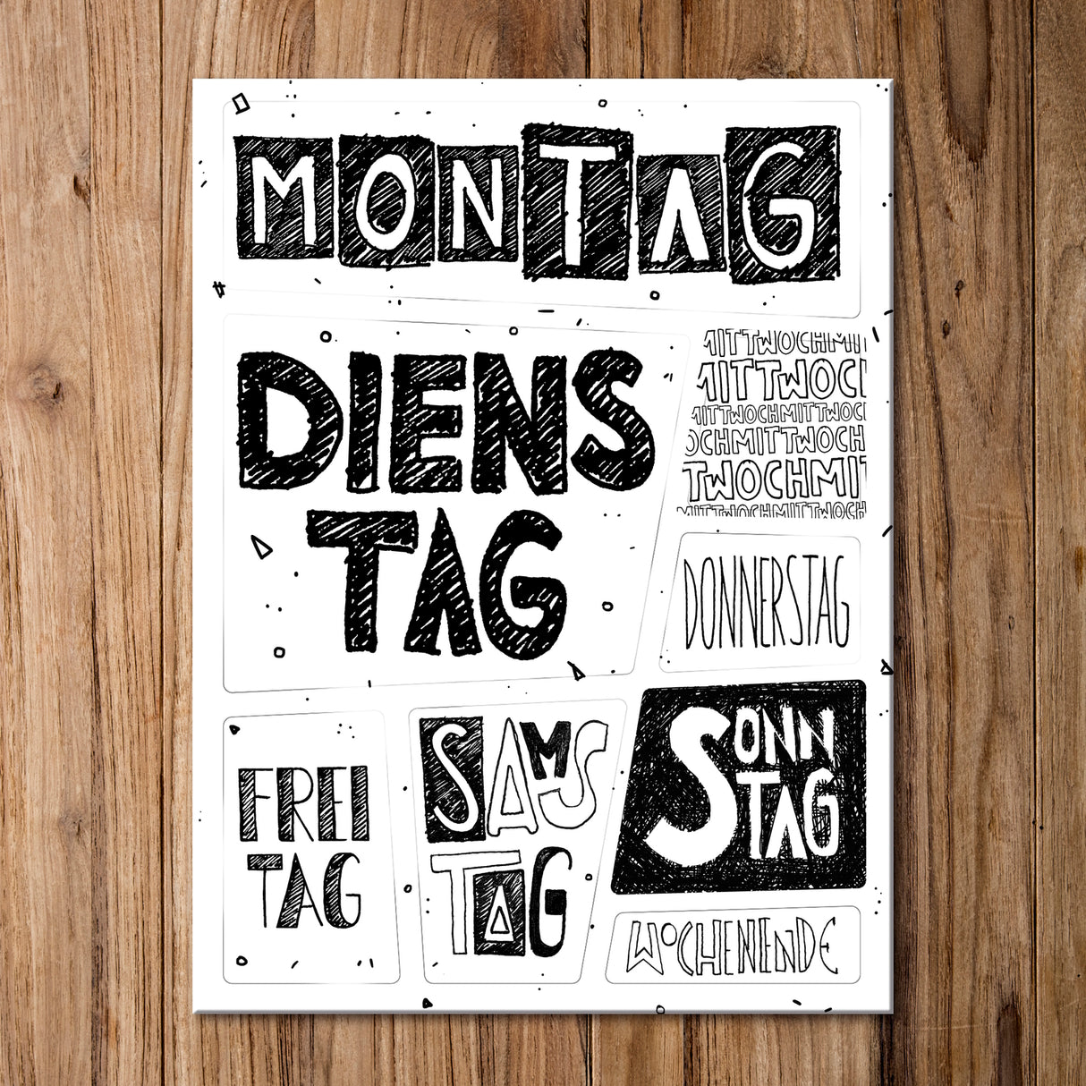 Wochentage Kühlschrankmagnete im 8er Set