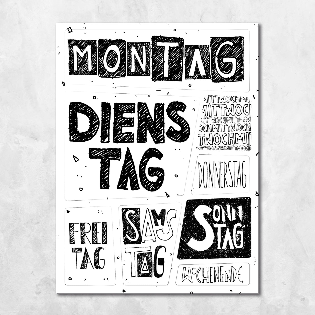 Wochentage Kühlschrankmagnete im 8er Set