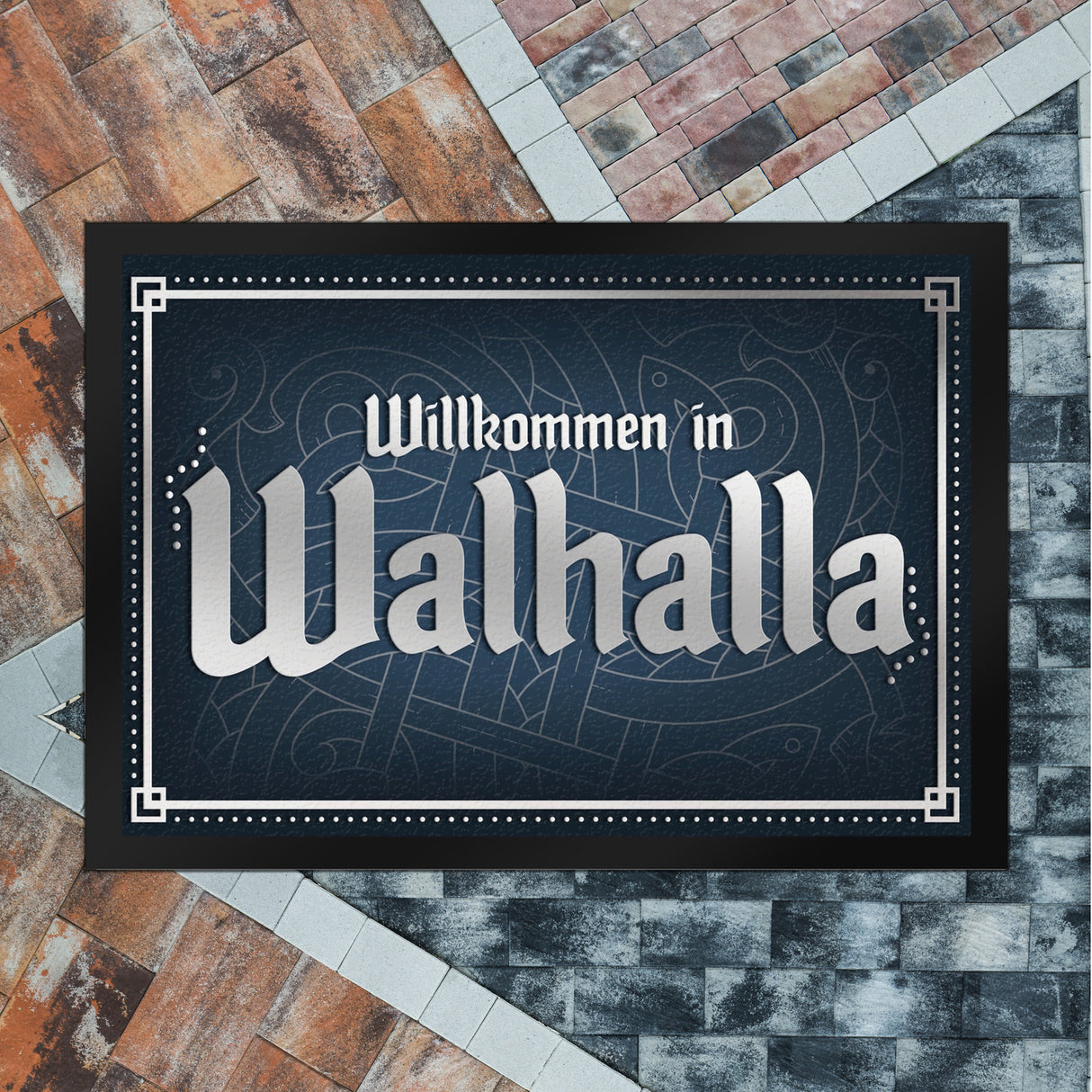 Willkommen in Walhalla Fußmatte mit Runen Motiv