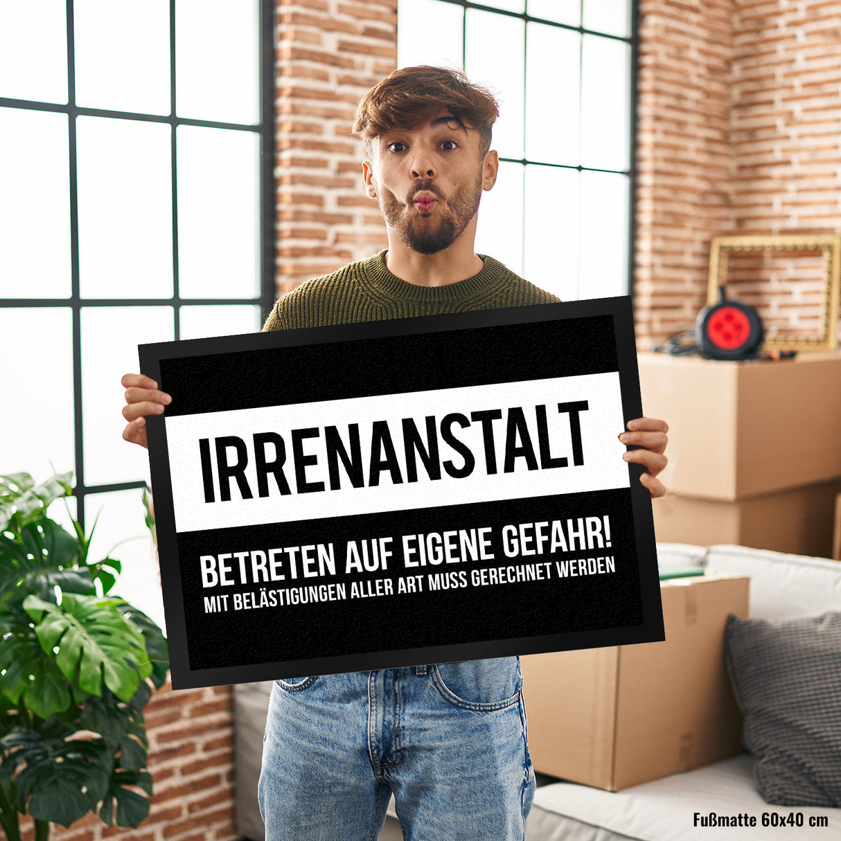 Irrenanstalt. Betreten auf eigene Gefahr! Fußmatte
