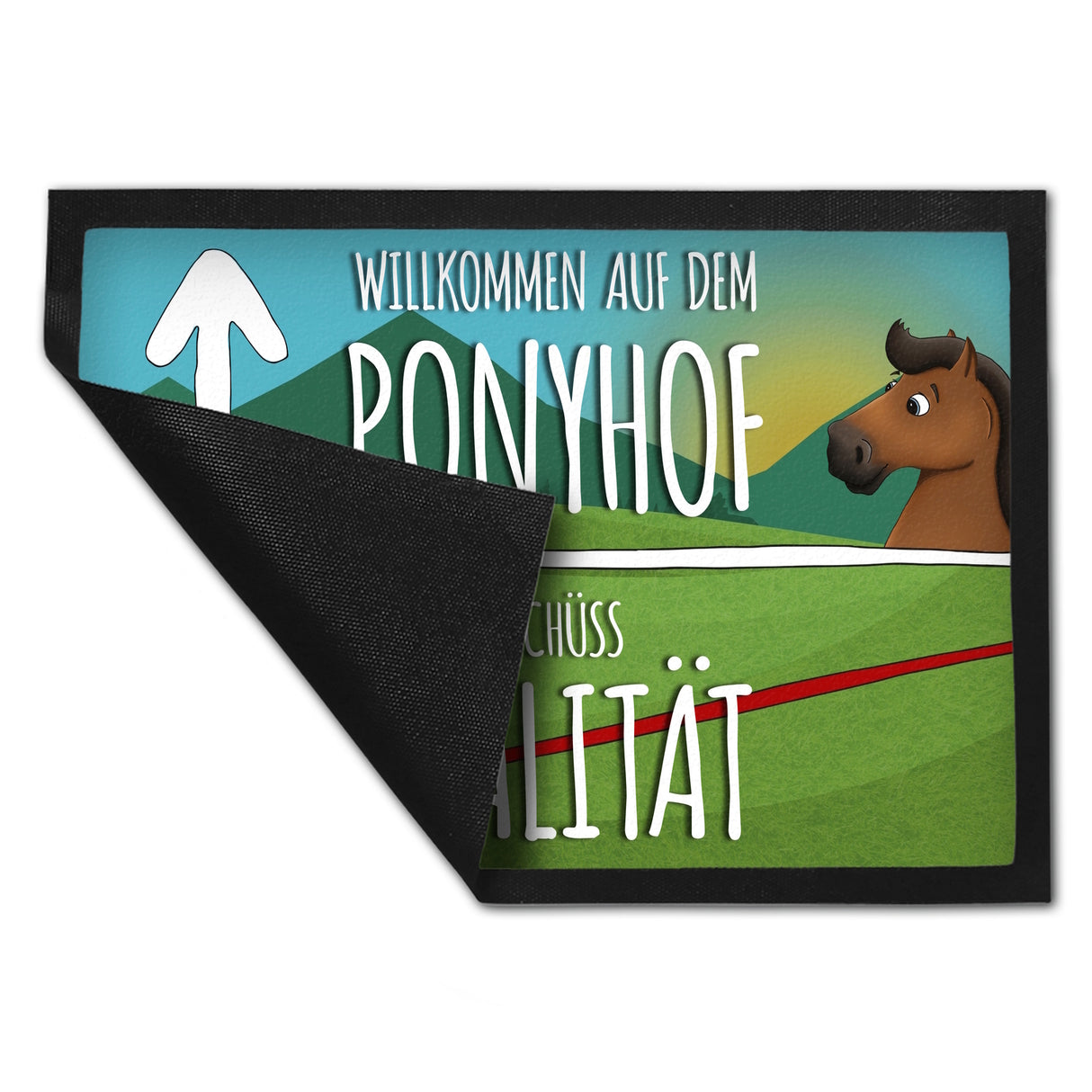 Willkommen auf dem Ponyhof - Tschüss Realität Fußmatte mit Pferde Motiv