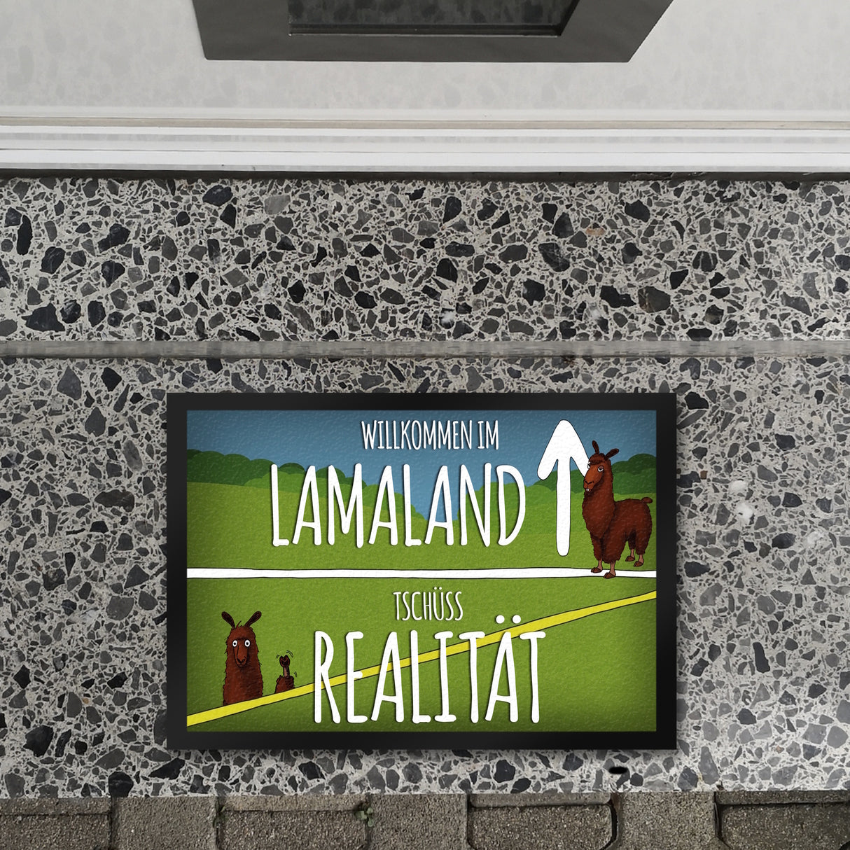 Willkommen im Lamaland - Tschüss Realität Fußmatte