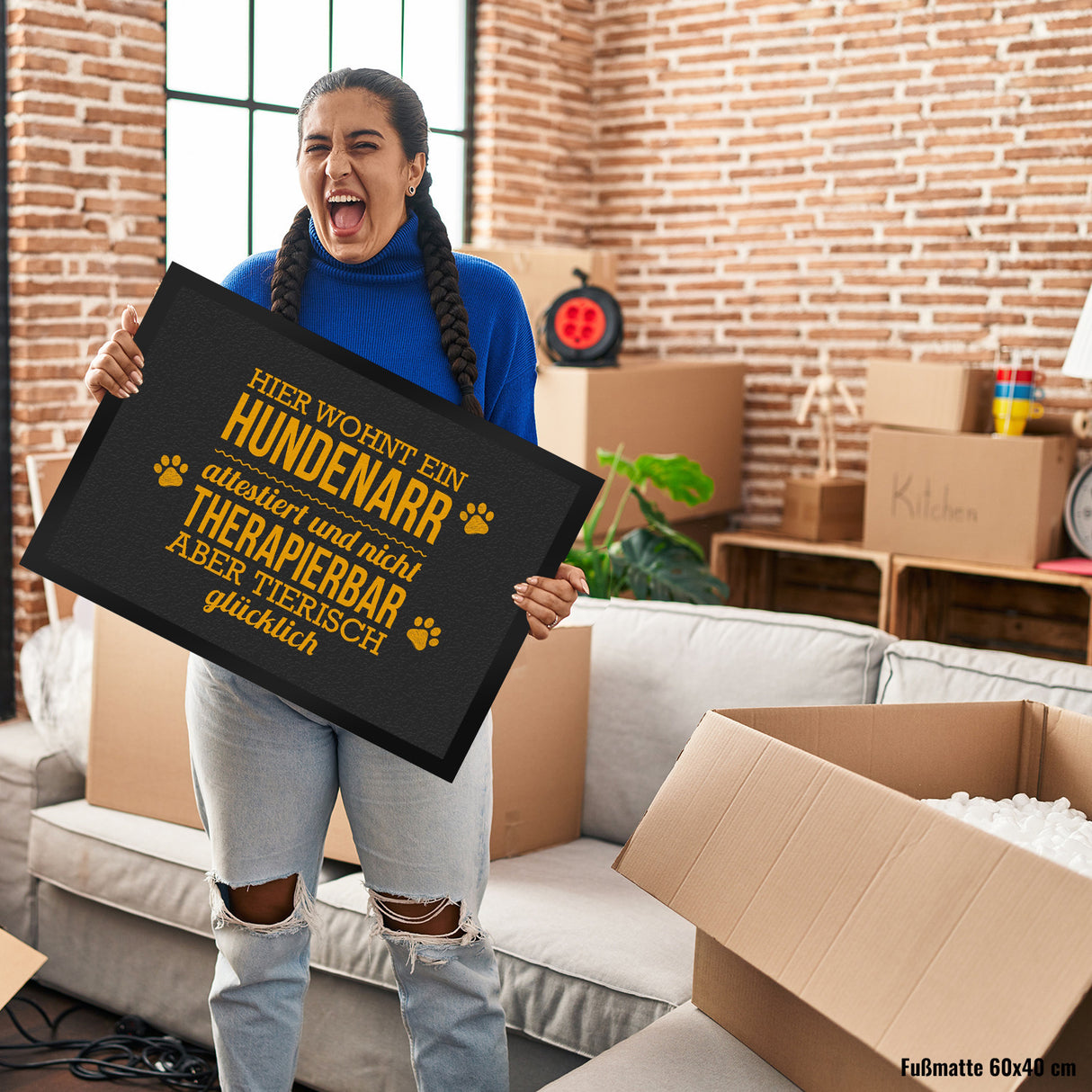 Hier wohnt ein Hundenarr… Fußmatte