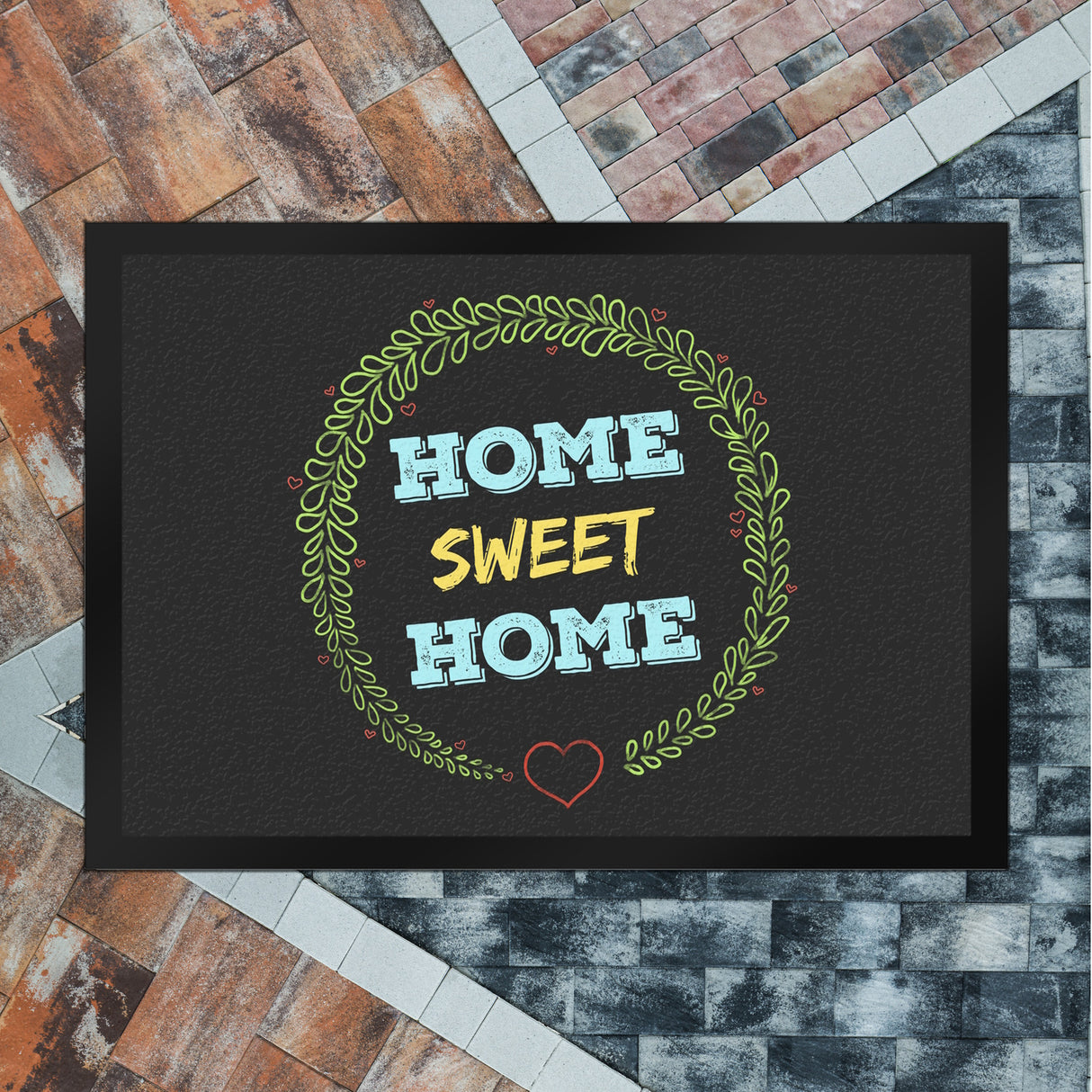 Home Sweet Home Fußmatte mit Blumen Motiv