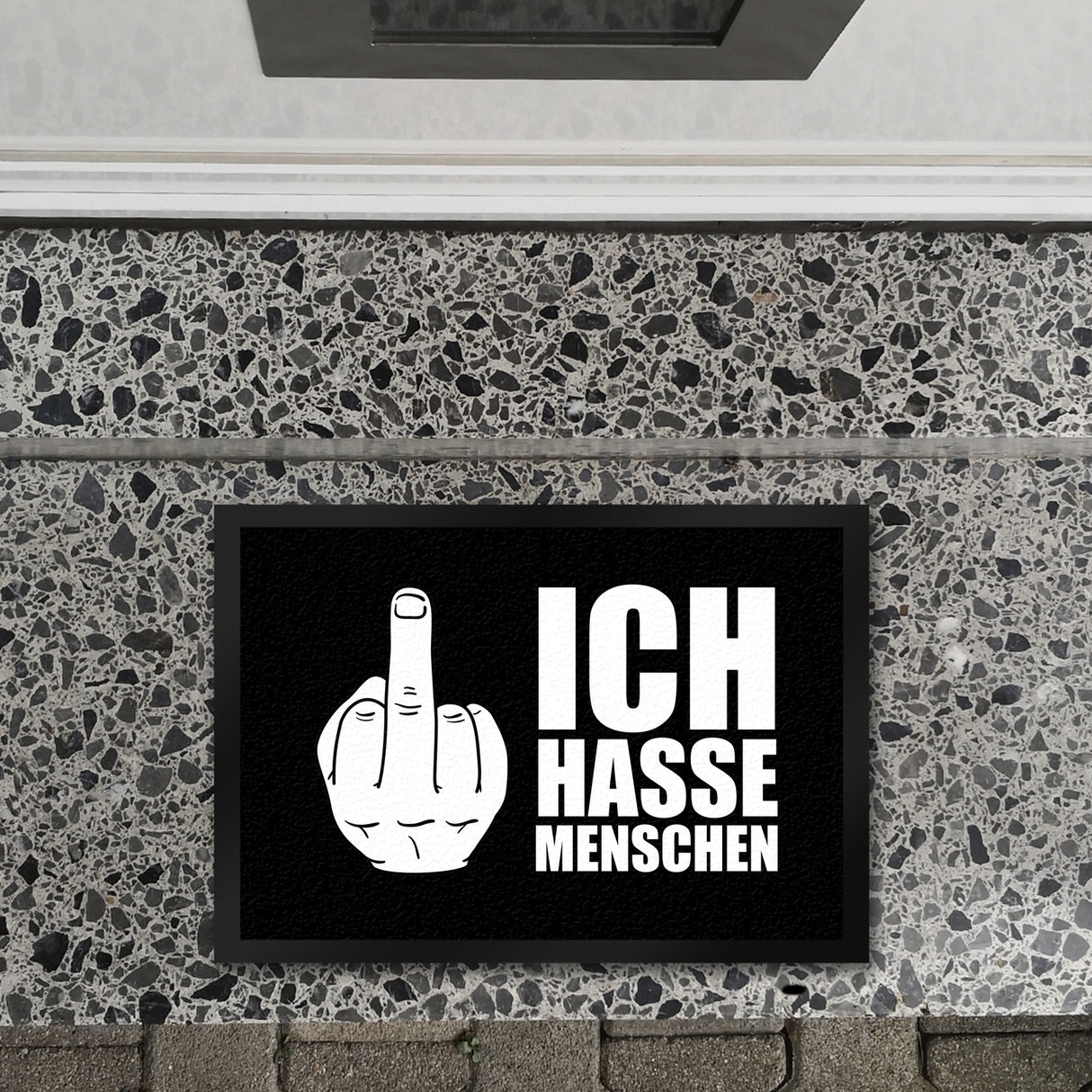 Ich hasse Menschen Fußmatte mit Mittelfinger Motiv