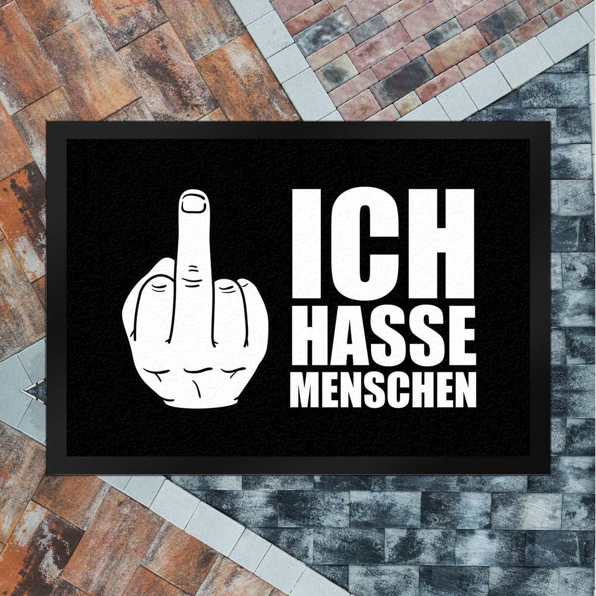 Ich hasse Menschen Fußmatte mit Mittelfinger Motiv