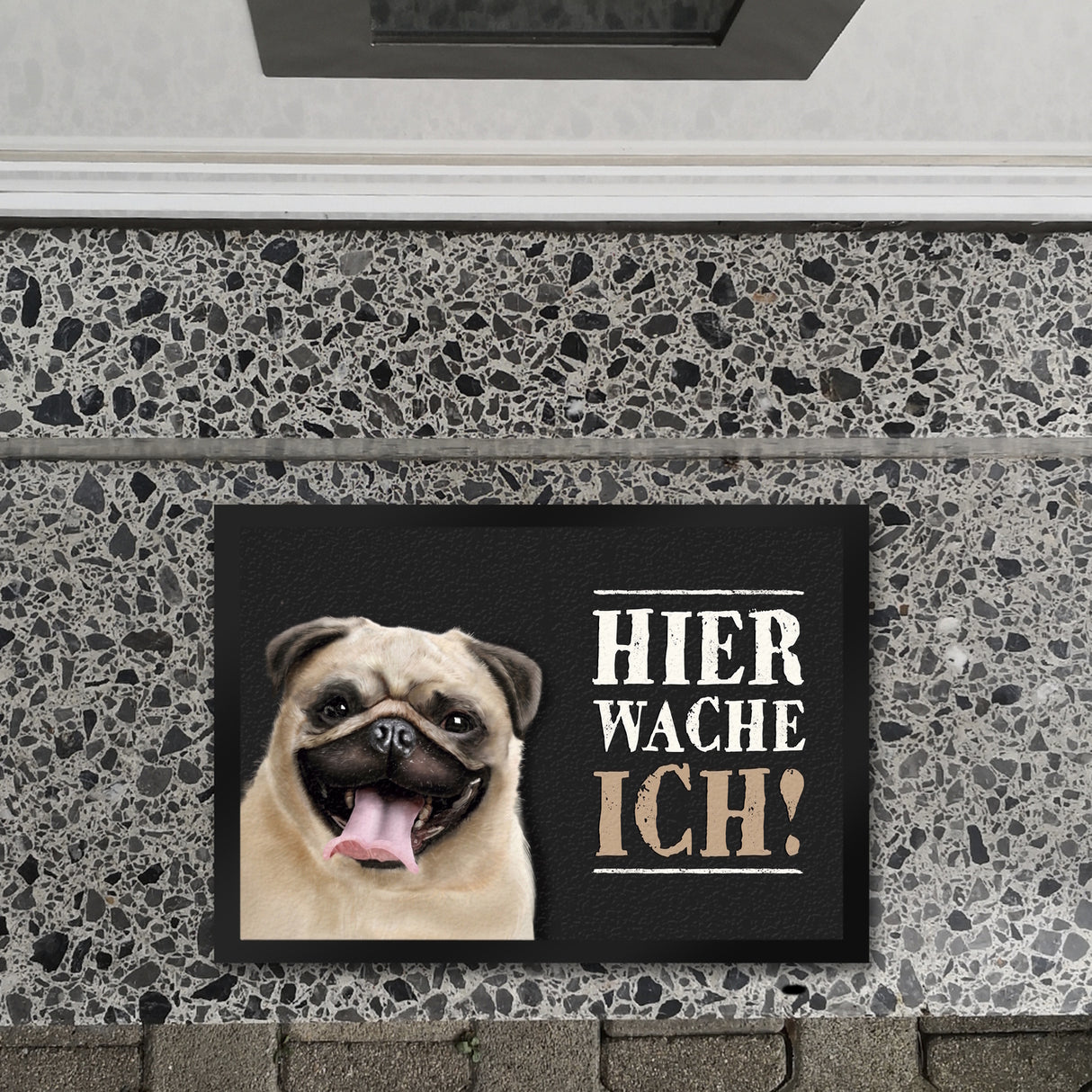 Hier wache ich! Mops Fußmatte