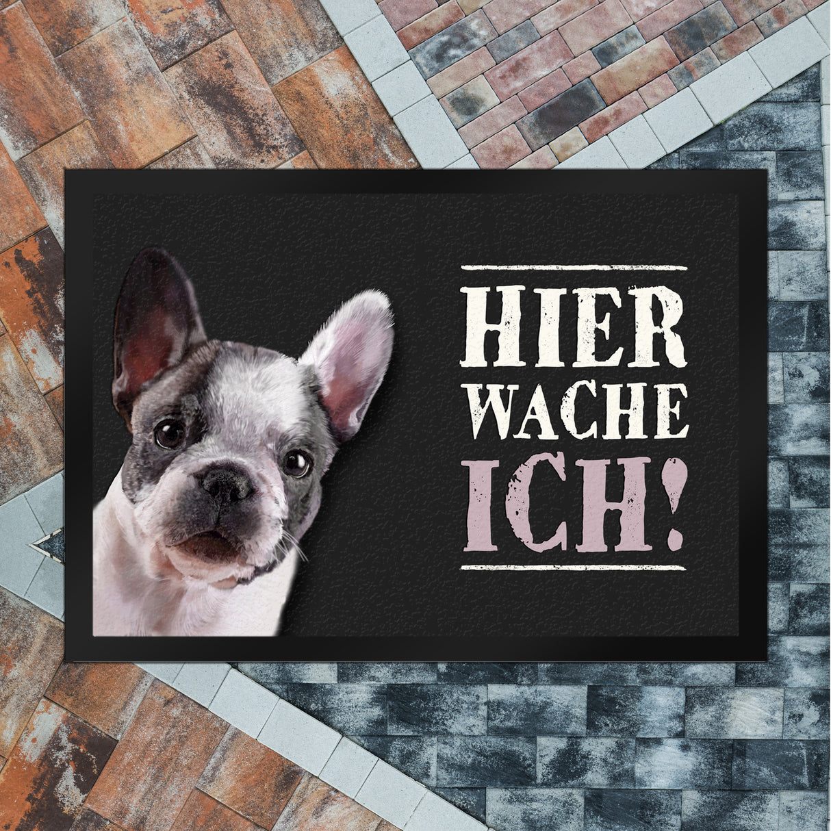 Hier wache ich! Französische Bulldogge Fußmatte