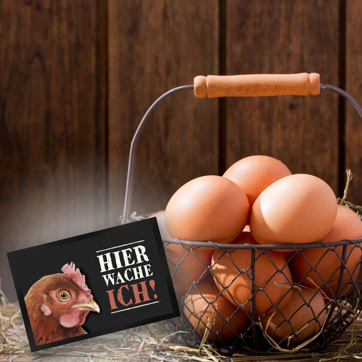 Hier wache ich! Huhn Fußmatte