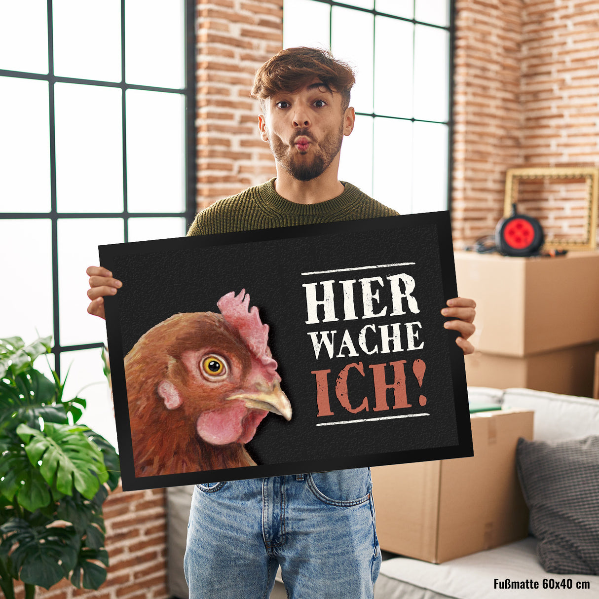 Hier wache ich! Huhn Fußmatte