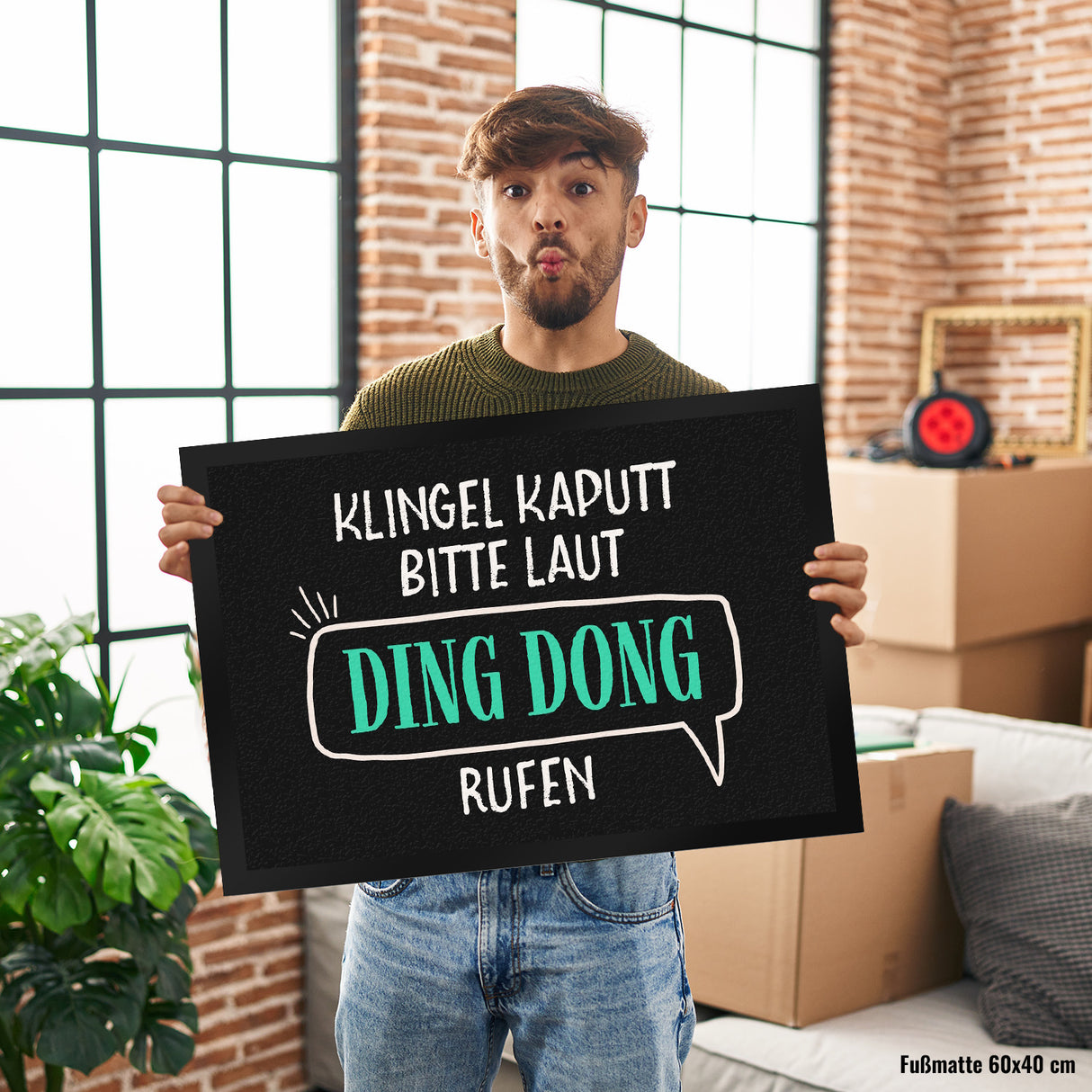 Klingel kaputt, bitte laut Ding Dong rufen Fußmatte