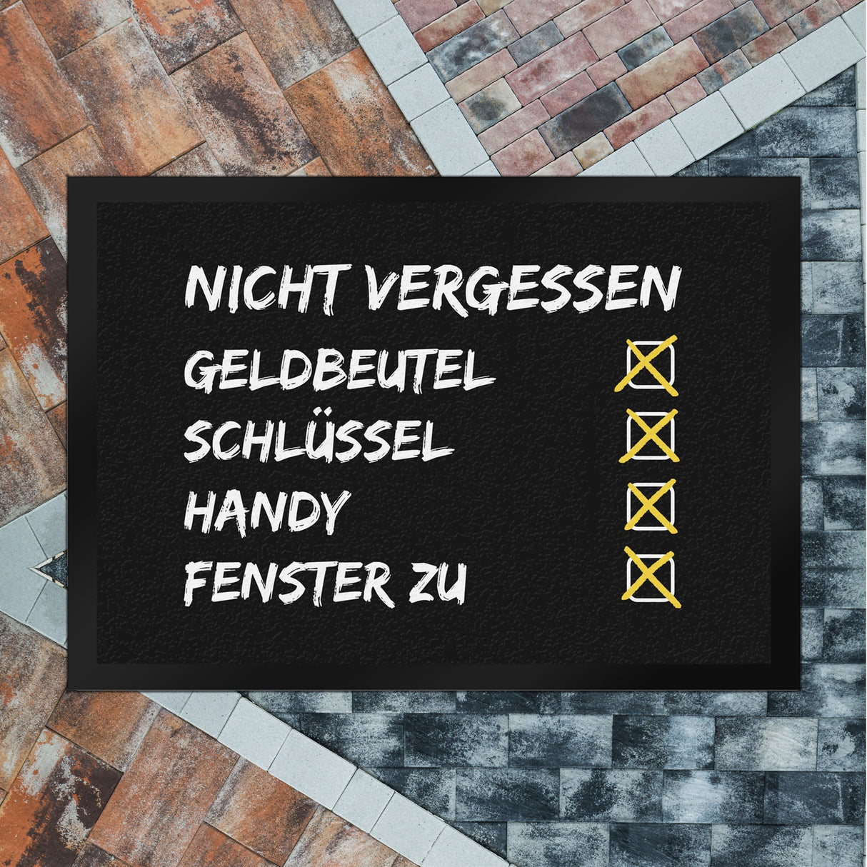 Nicht vergessen - Checkliste Fußmatte