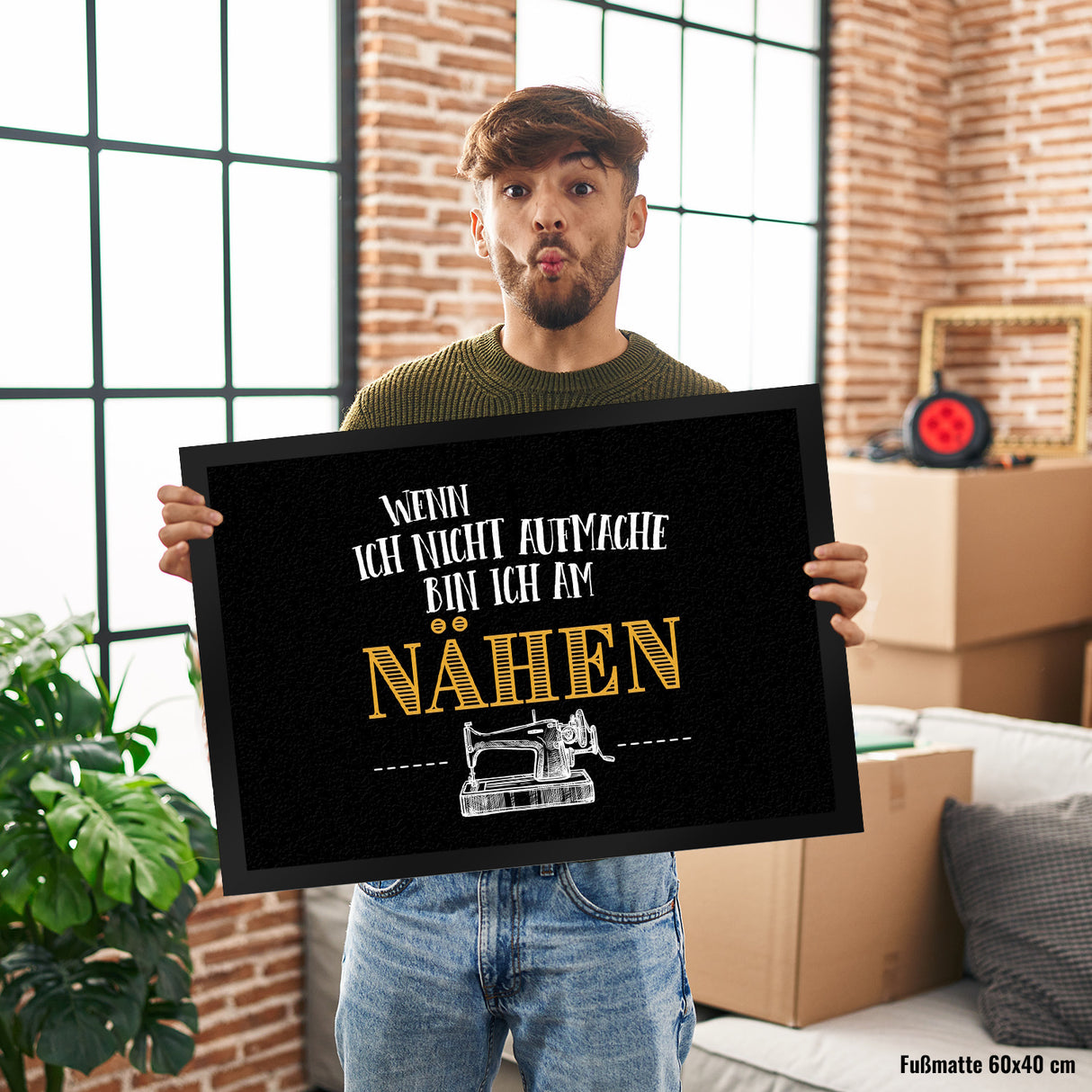 Wenn ich nicht aufmache bin ich am nähen Fußmatte