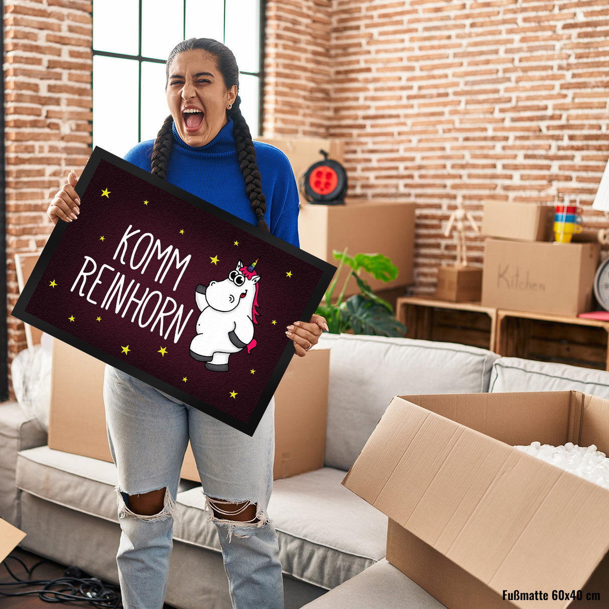Komm Reinhorn Fußmatte mit Einhorn Motiv